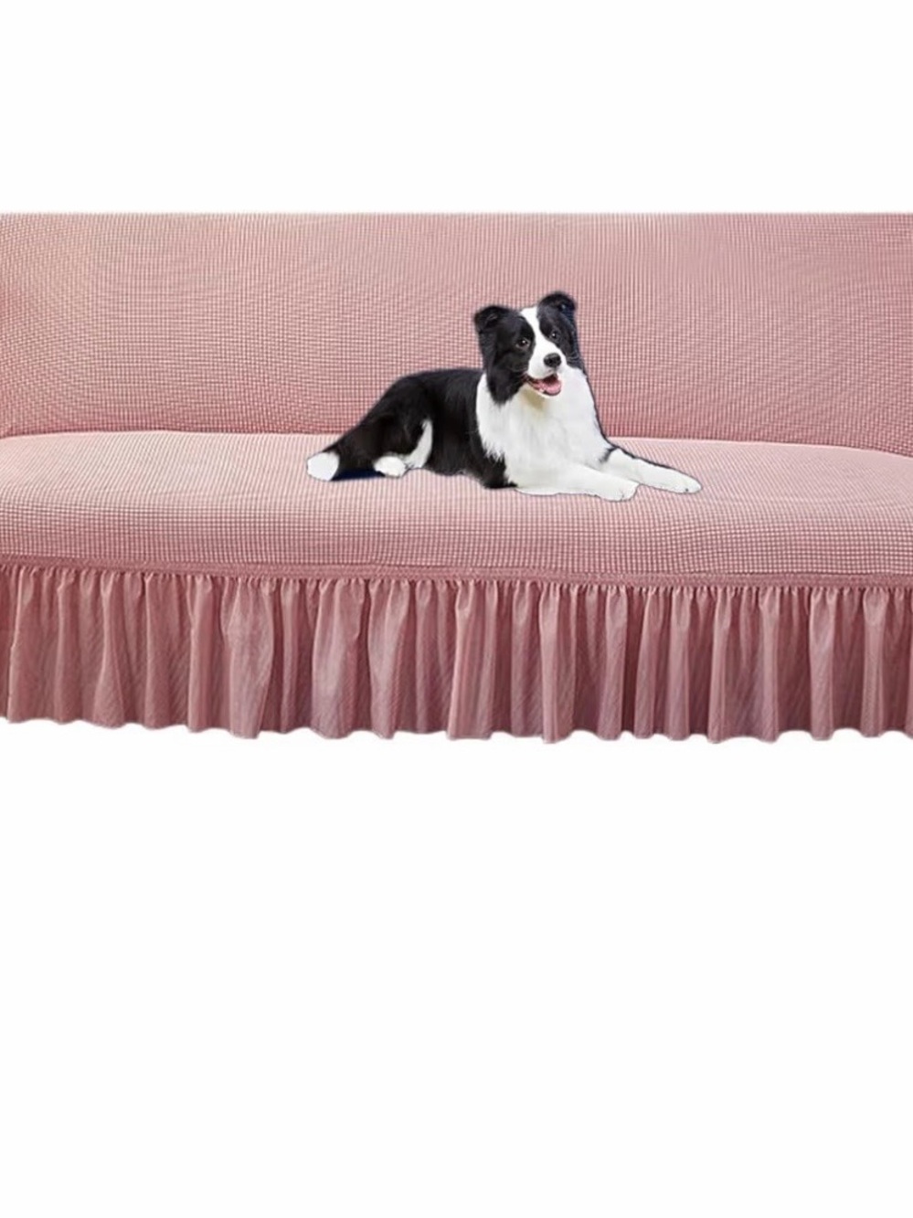 Armless Ruffled Slipcover Futon Protector in Dusty Rose